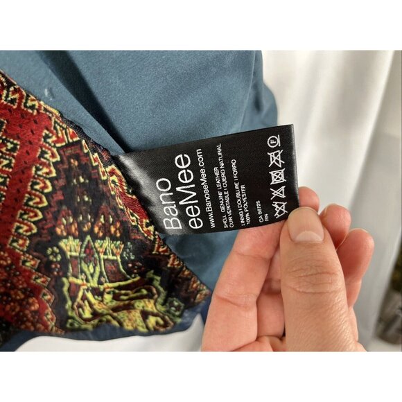 Bano eeMee Blue Leather Moto Jacket Womens Size XS/S - Picture 10 of 16